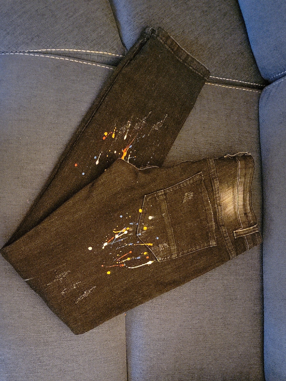 Men's Kilogram Black Paint-Splatter Jeans by